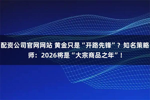 配资公司官网网站 黄金只是“开路先锋”？知名策略师：2026将是“大宗商品之年”！